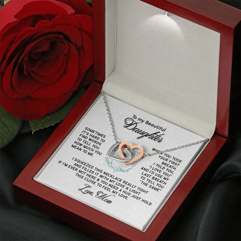 To My Beautiful Daughter - Interlocking Hearts Necklace