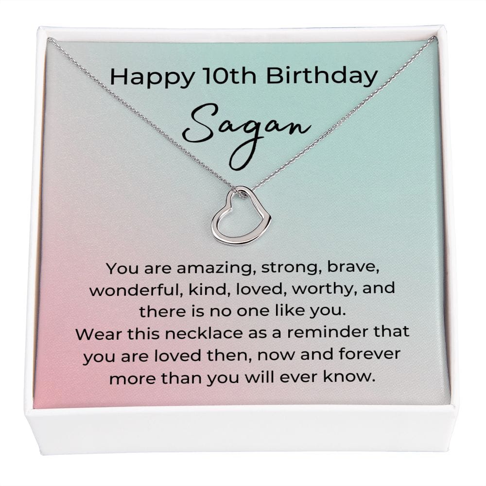 Happy 10th Birthday - Delicate Heart Necklace