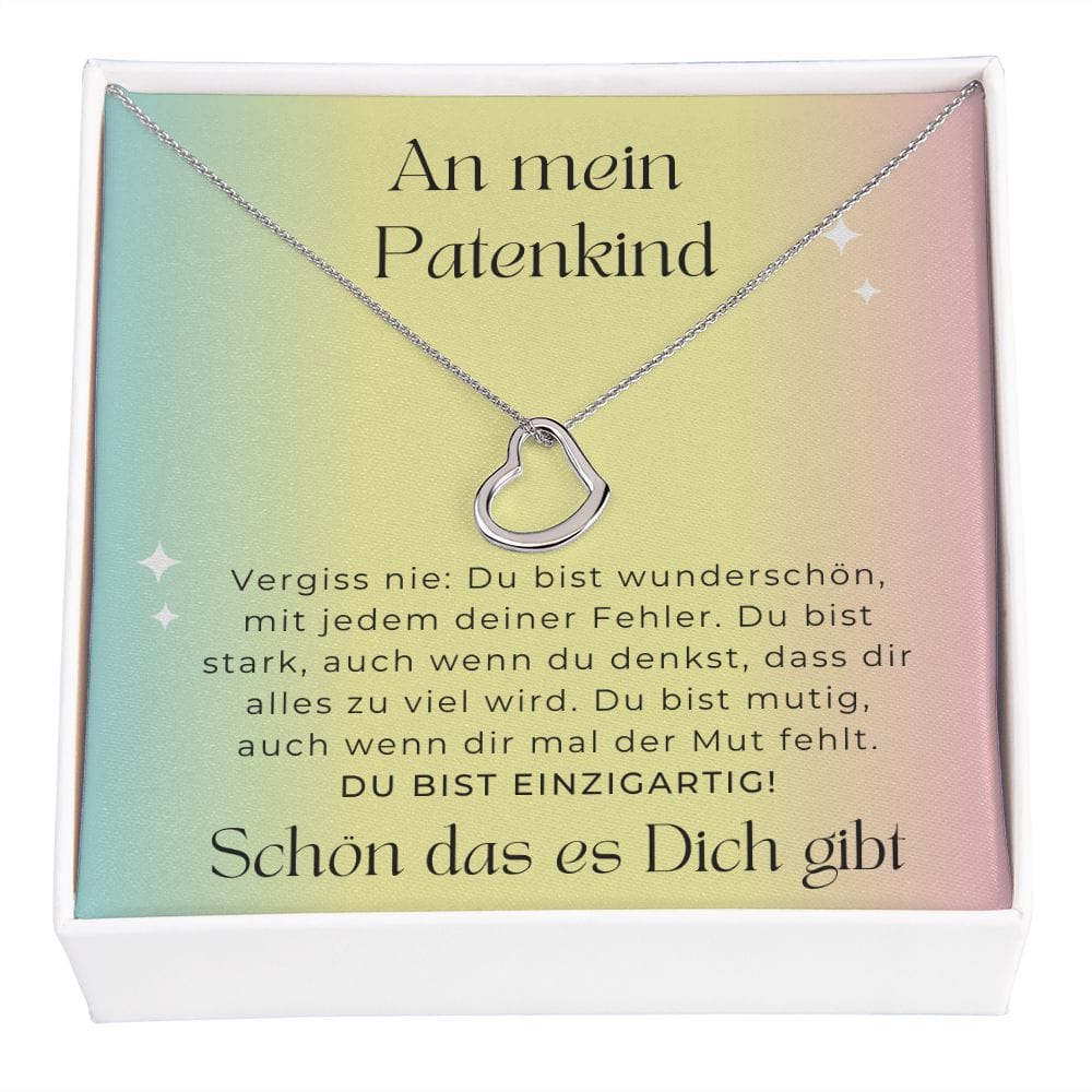 An Mein Patenkind - Vergiss Nie - Delicate Heart Necklace