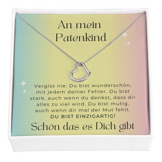 An Mein Patenkind - Vergiss Nie - Delicate Heart Necklace
