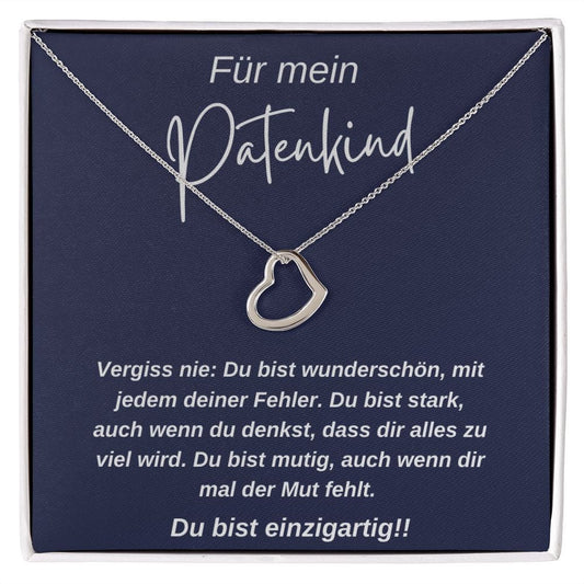 Für Mein Patenkind - Vergiss Nie - Delicate Heart Necklace