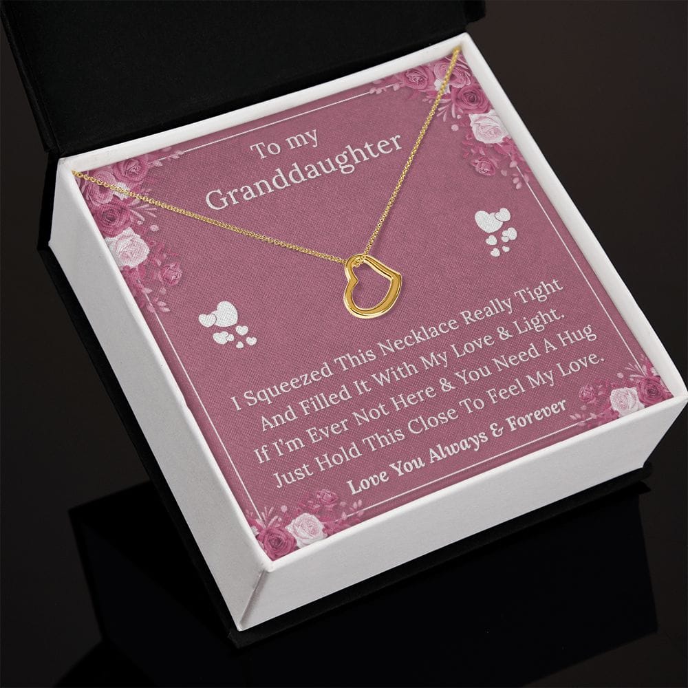 To My Granddaughter - Feel My Love - Delicate Heart Necklace
