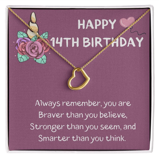 Happy 14th Birthday - Delicate Love Necklace