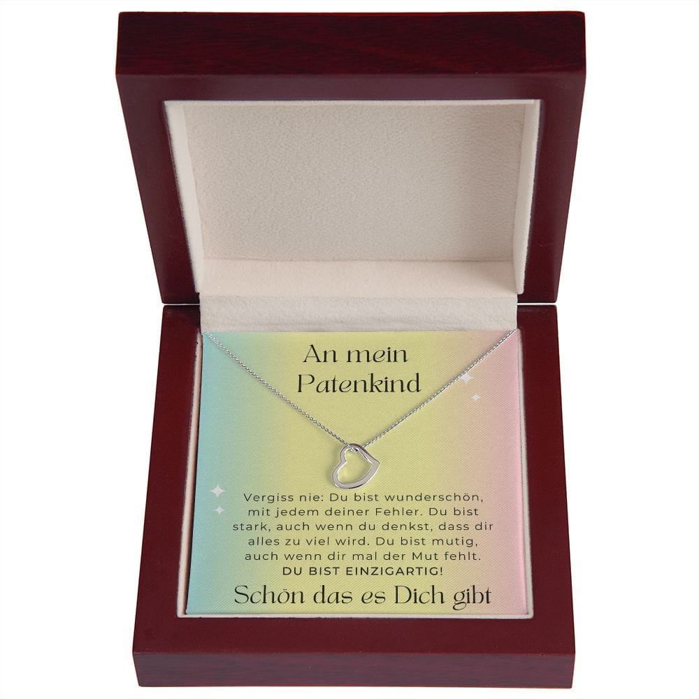 An Mein Patenkind - Vergiss Nie - Delicate Heart Necklace