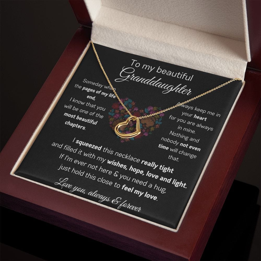 To My Beautiful Granddaughter - I Squeezed This Necklace - Delicate Heart Necklace