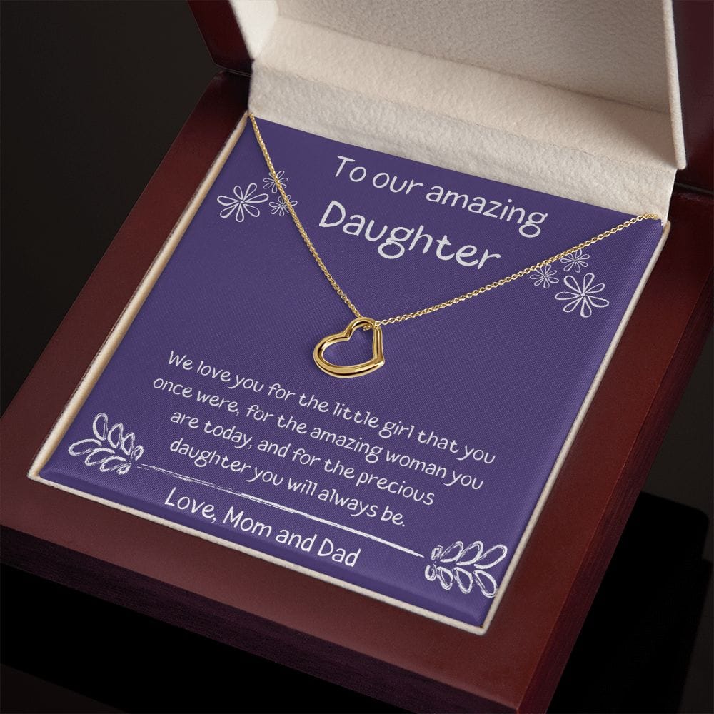 To Our Amazing Daughter - We Love you - Delicate Heart Necklace