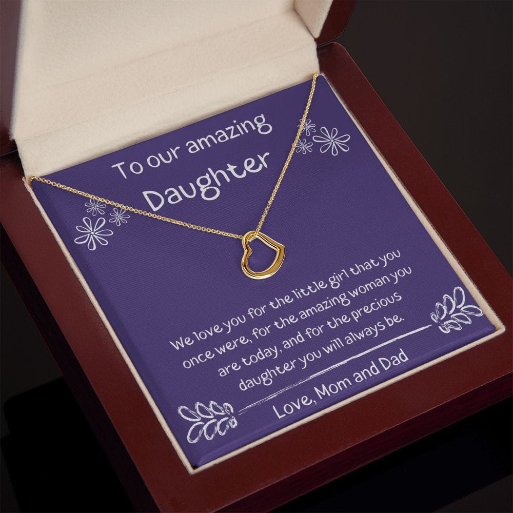 To Our Amazing Daughter - We Love you - Delicate Heart Necklace