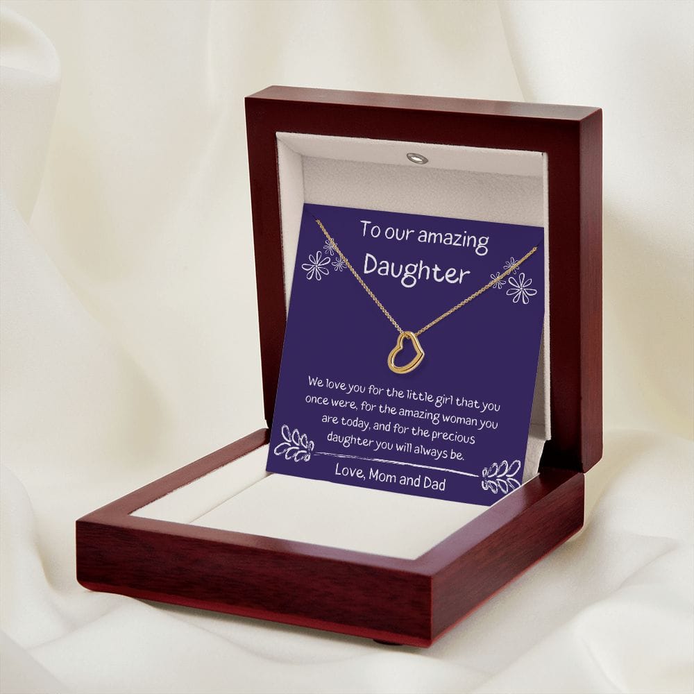 To Our Amazing Daughter - We Love you - Delicate Heart Necklace