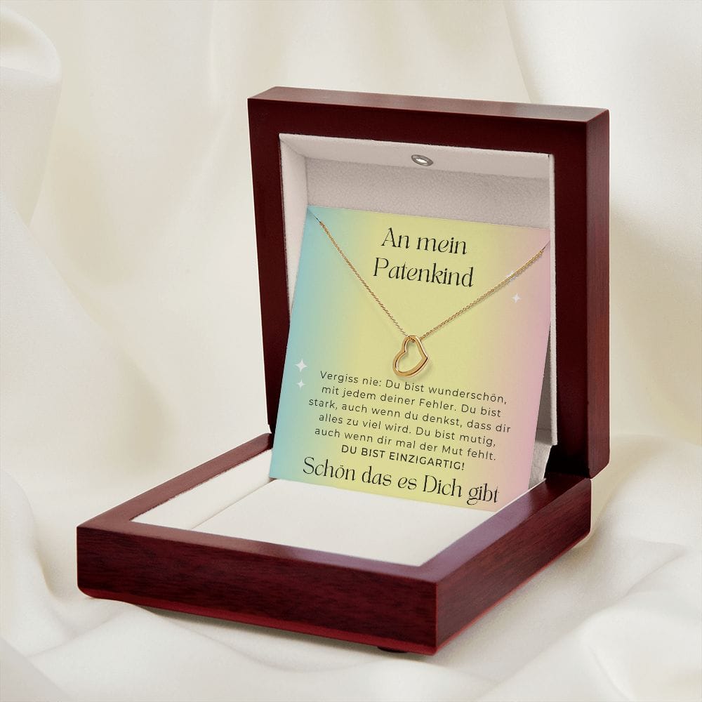 An Mein Patenkind - Vergiss Nie - Delicate Heart Necklace