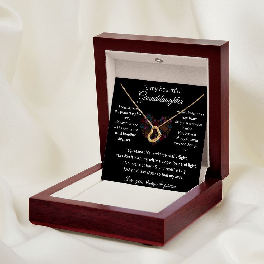To My Beautiful Granddaughter - I Squeezed This Necklace - Delicate Heart Necklace