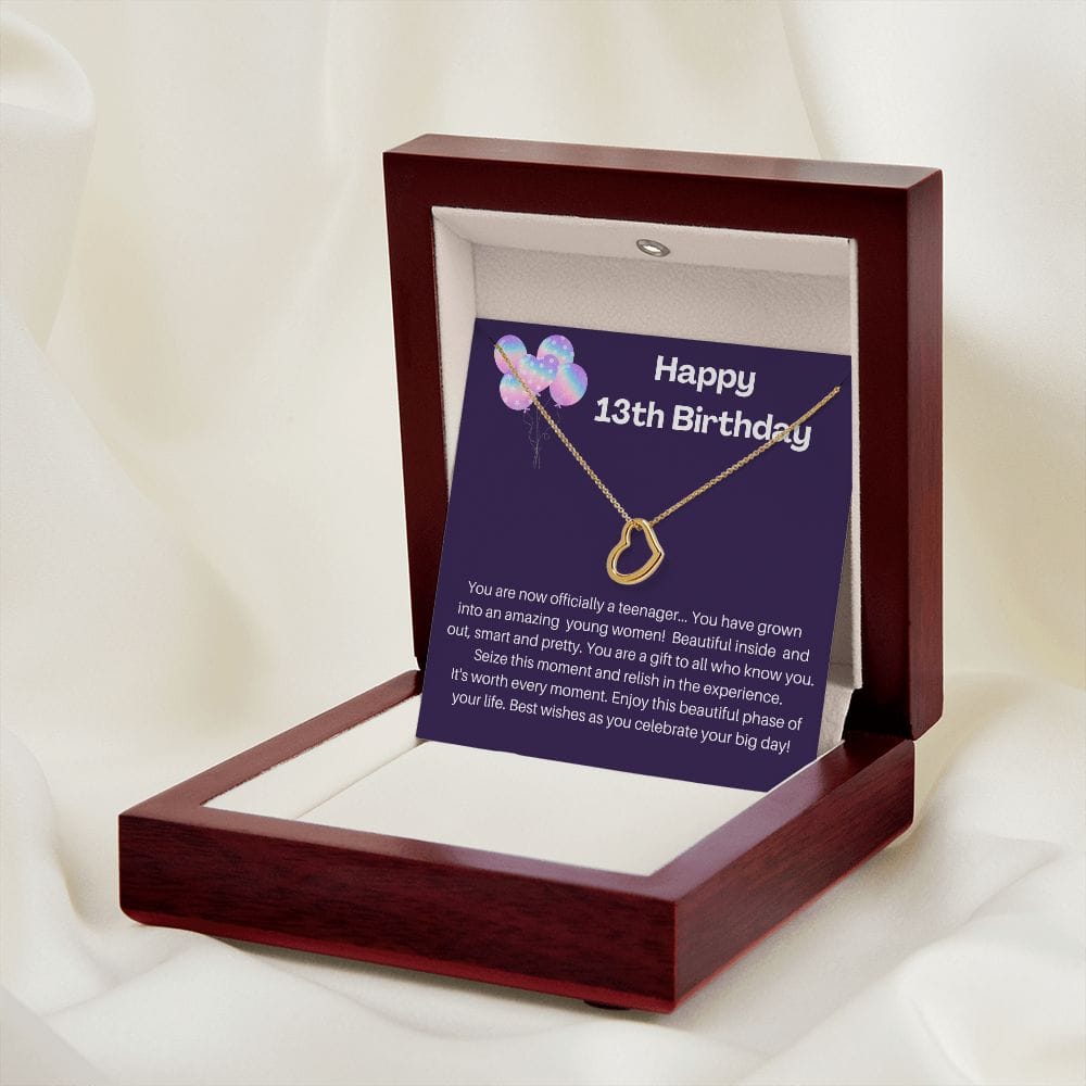 13th Birthday Gift for Her - Necklace for 13 Year Old Birthday - Beautiful Teenage Girl Birthday Pendant 18K Yellow Gold Finish / Standard Box