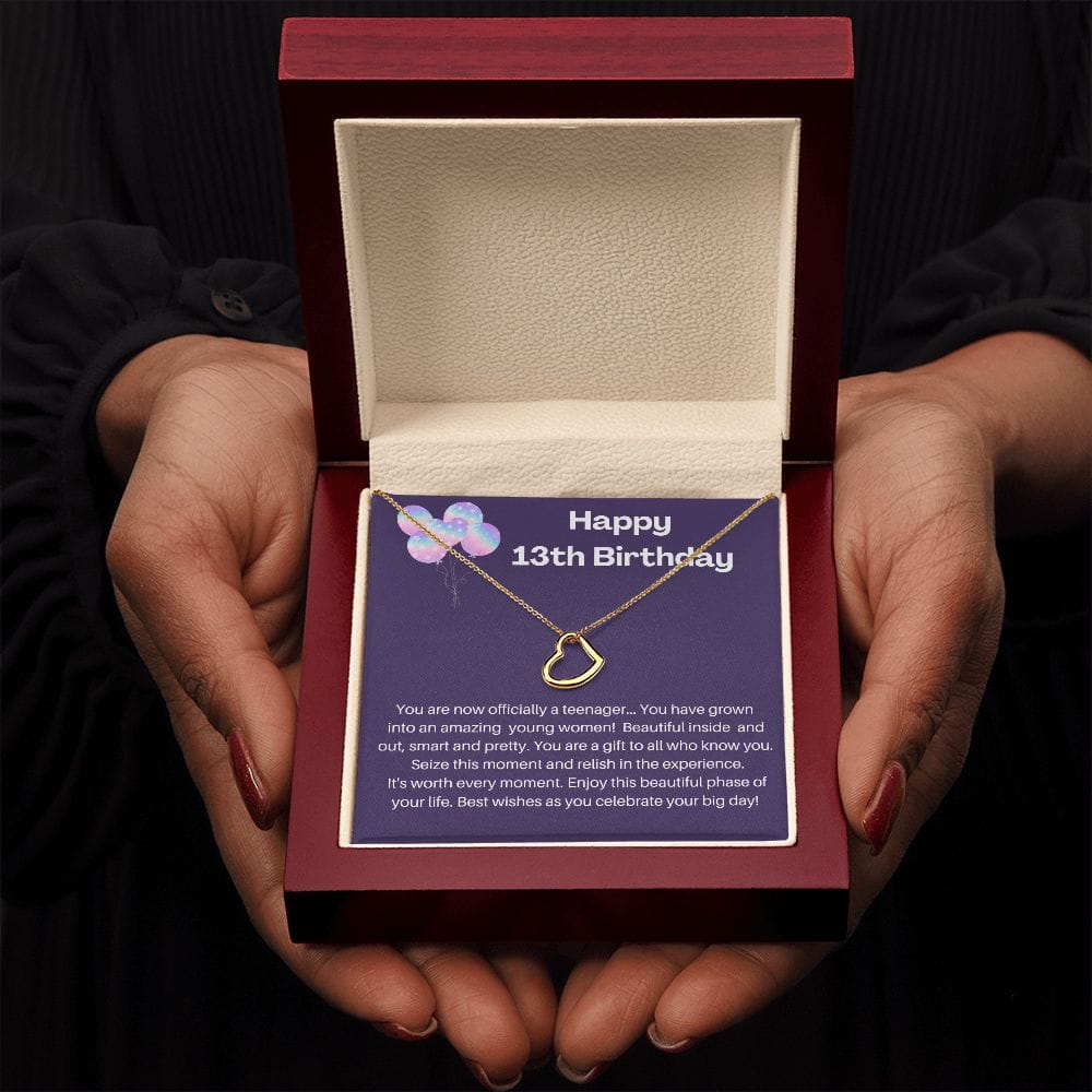 Happy 13th Birthday - Delicate Heart Necklace