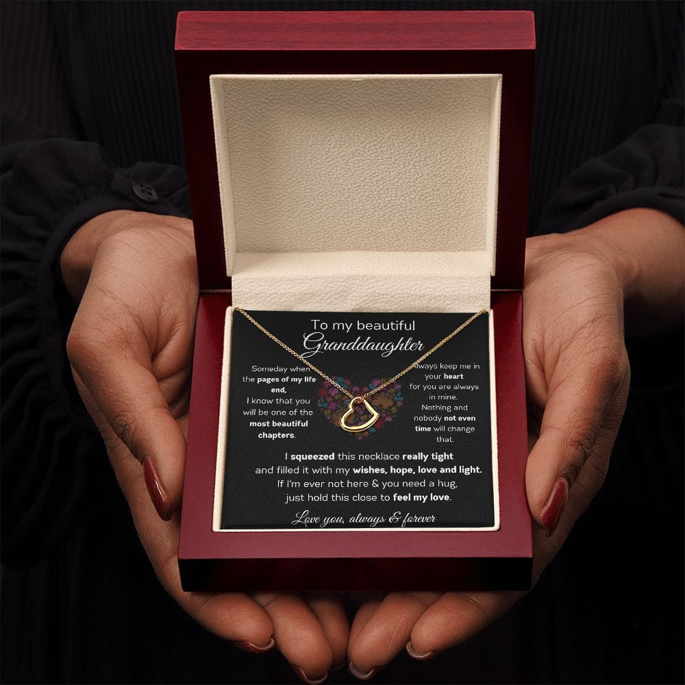 To My Beautiful Granddaughter - I Squeezed This Necklace - Delicate Heart Necklace
