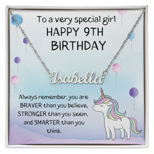 Happy 9th Birthday - Personalized Name Necklace