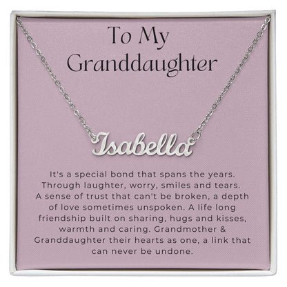 To My Granddaughter - It's A Special Bond - Personalized Name Necklace