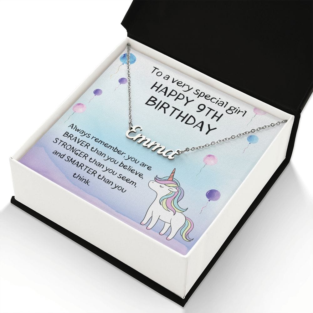 Happy 9th Birthday - Personalized Name Necklace