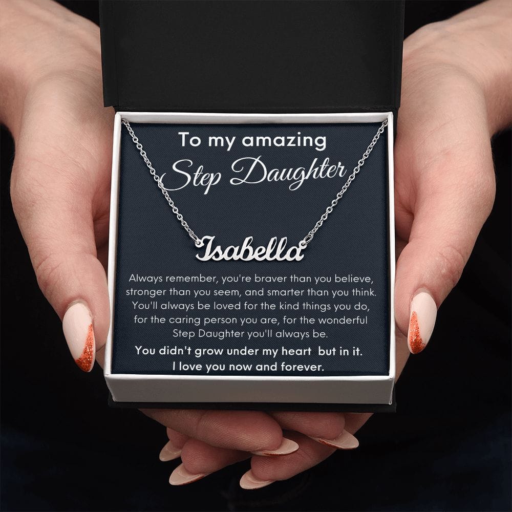 To My Amazing Step Daughter - I Love You - Personalized Name Necklace