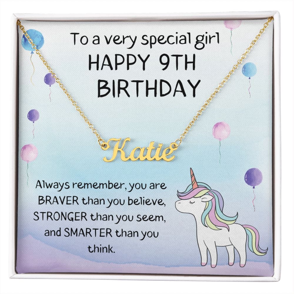 Happy 9th Birthday - Personalized Name Necklace