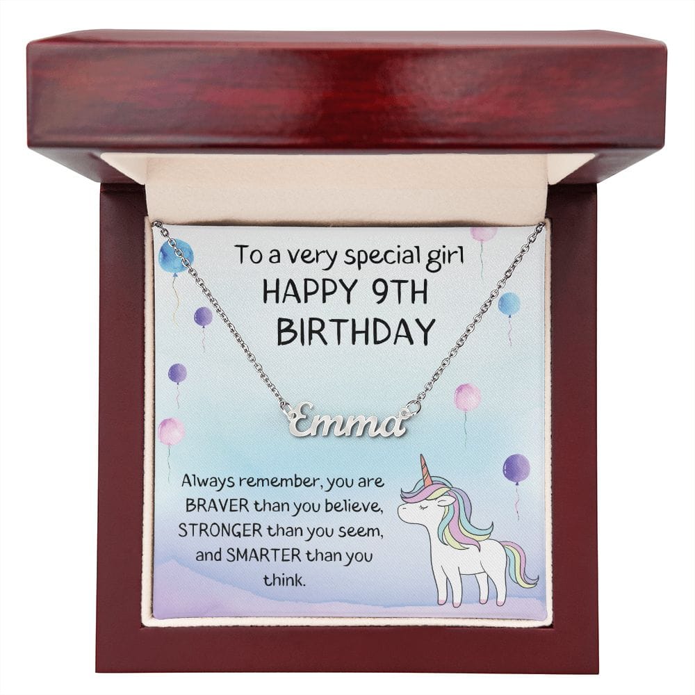 Happy 9th Birthday - Personalized Name Necklace