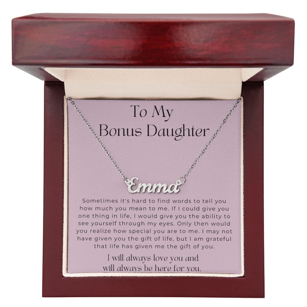 To My Bonus Daughter - I Will Always Love You - Personalized Name Necklace