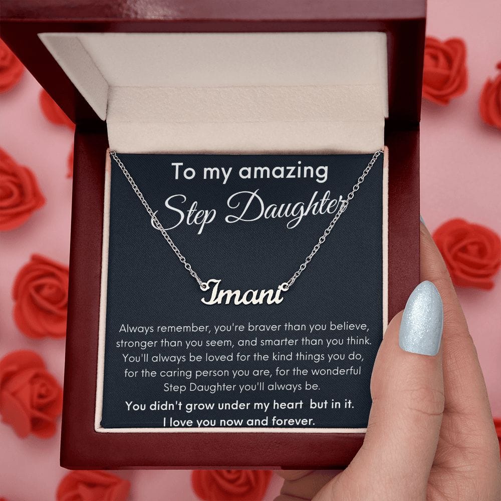 To My Amazing Step Daughter - I Love You - Personalized Name Necklace
