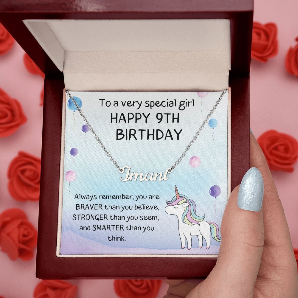 Happy 9th Birthday - Personalized Name Necklace