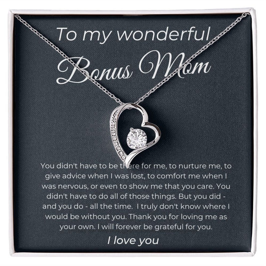 To My wonderful Bonus Mom - Forever Grateful - Forever Love Necklace