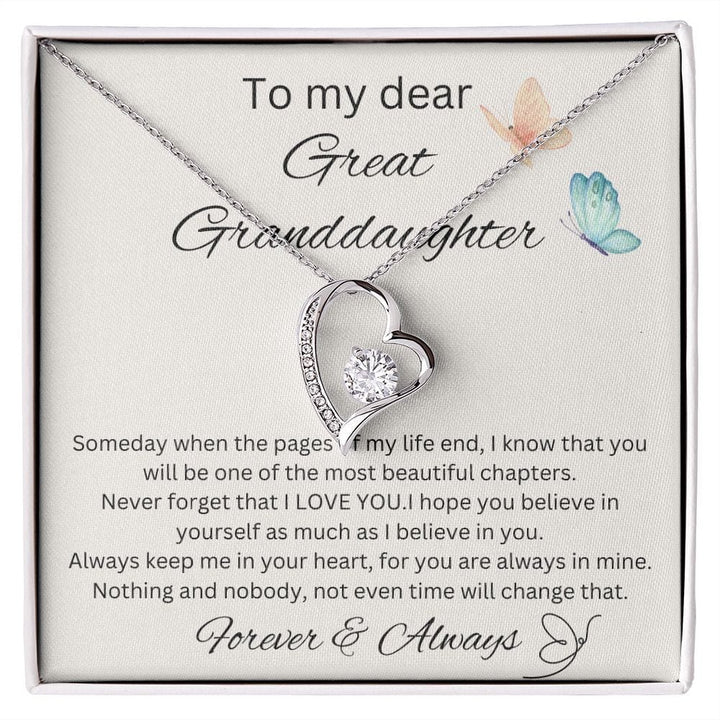 To My Dear Great Granddaughter Forever Always Forever Love Necklace