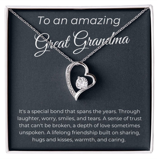 To An Amazing Great Grandma - A Special Bond - Forever Love Necklace