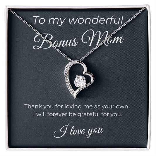 To My Wonderful Bonus Mom - Grateful For You - Forever Love Necklace