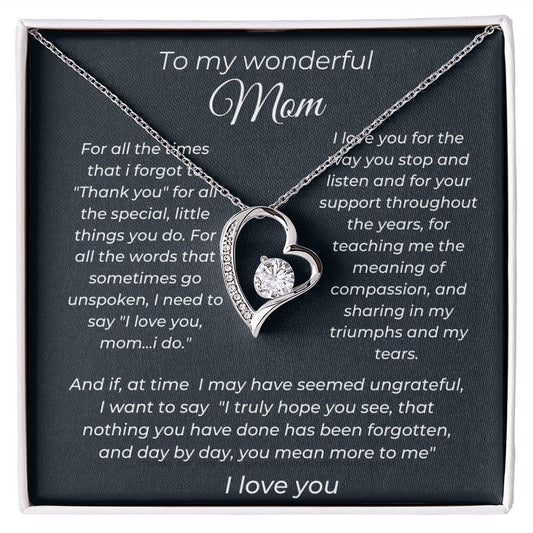 To My Wonderful Mom - For All The Times - Forever Love Necklace