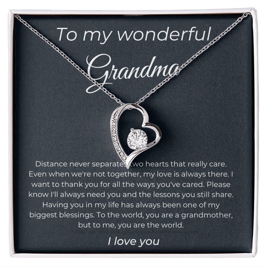 To My Wonderful Grandma - Distance Never Separates - Forever Love Necklace