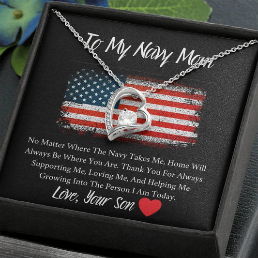 To My Navy Mom - No Matter - Forever Love Necklace