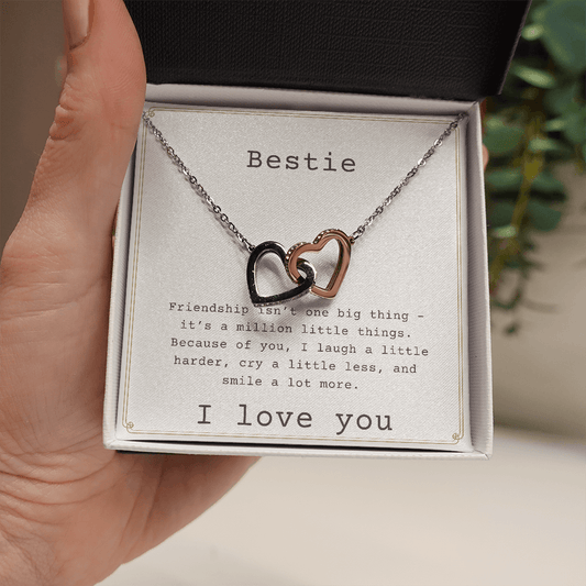 Bestie - I Love you - Interlocking Hearts Necklace
