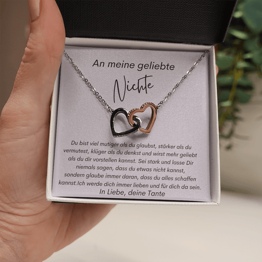 An Meine Geliebte Nichte - Du Bist Viel Mutiger - Interlocking Hearts Necklace