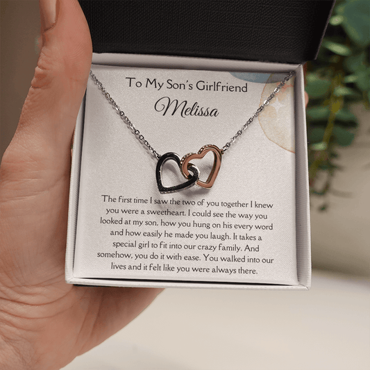 To My Son's Girlfriend - The First Time - Interlocking Hearts Necklace