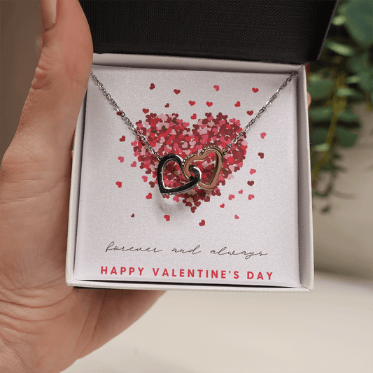 Forever And Always - Happy Valentines Day - Interlocking Hearts Necklace
