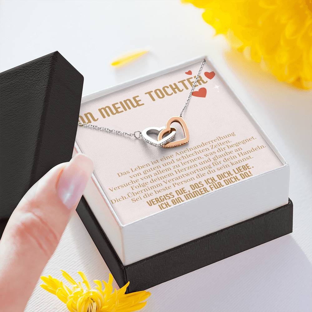 An Meine Tochter - Ich Bin Immer Für Dich Da - Interlocking Hearts Necklace