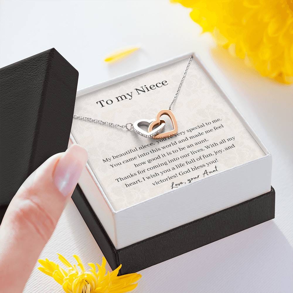 To My Niece - Thanks For Coming Into Our Lives - Interlocking Hearts Necklace