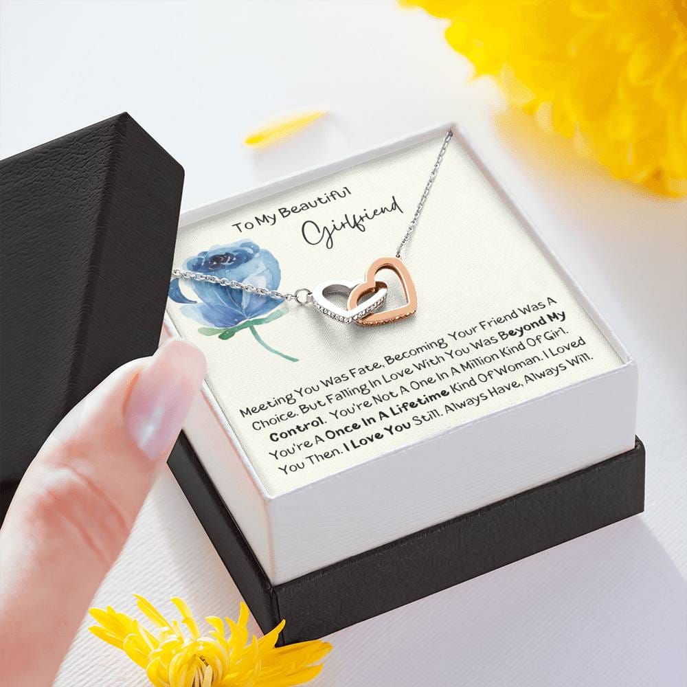 To My Beautiful Girlfriend - Meeting You - Interlocking Hearts Necklace