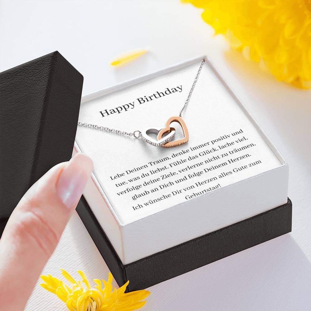 Happy Birthday - Lebe Deinen Traum - Interlocking Hearts Necklace