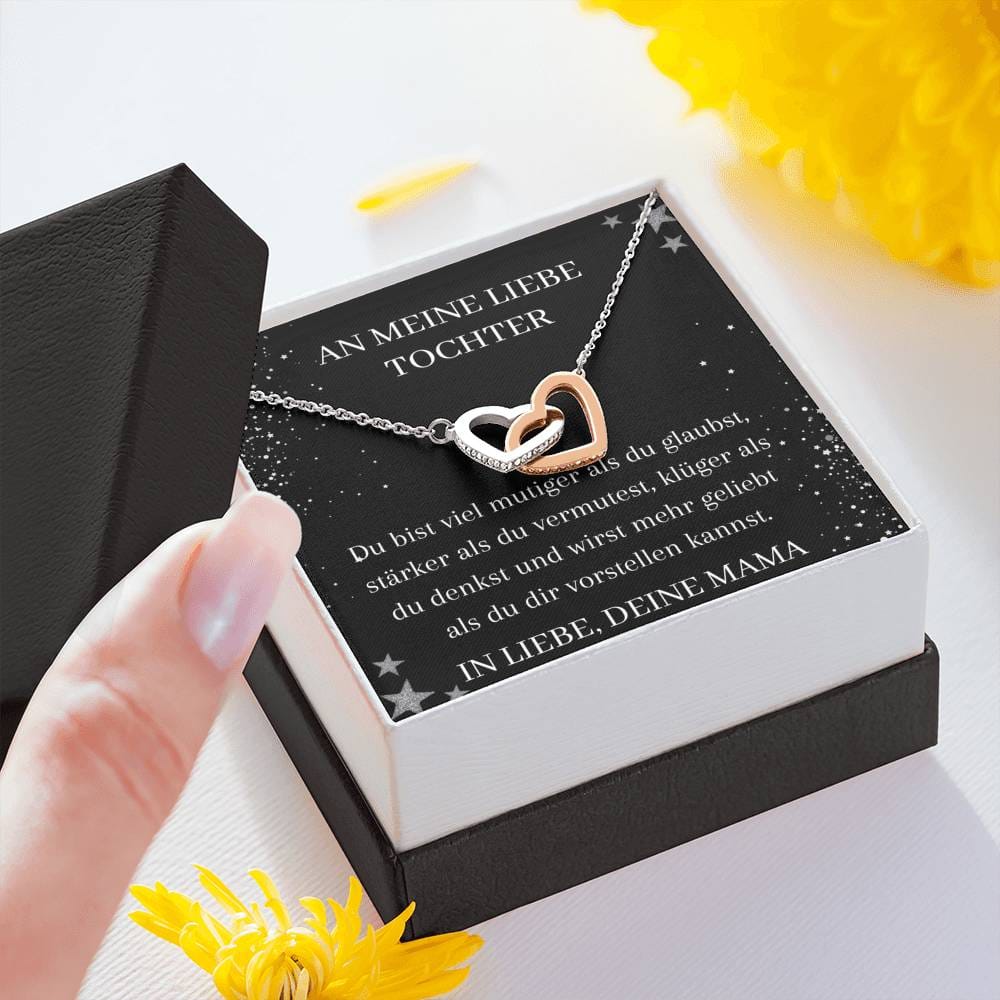 An Meine Tochter - Du Bist Viel Mutiger - Interlocking Hearts Necklace