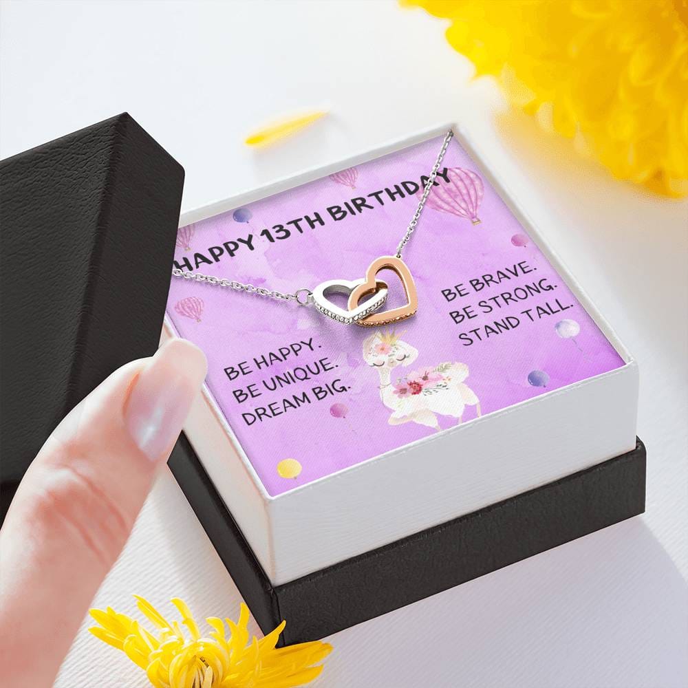 Happy 13th Birthday - Interlocking Hearts Necklace