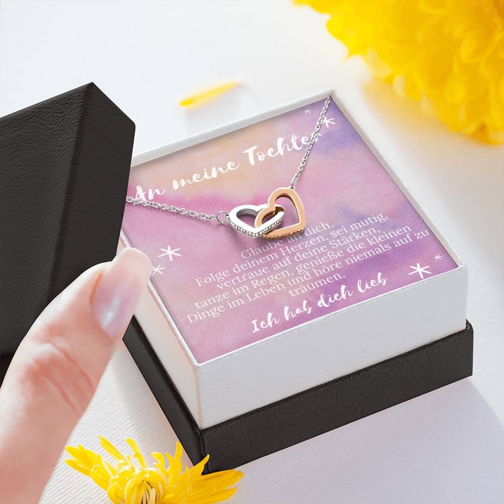 An Meine Tochter - Glaube An Dich - Interlocking Hearts Necklace
