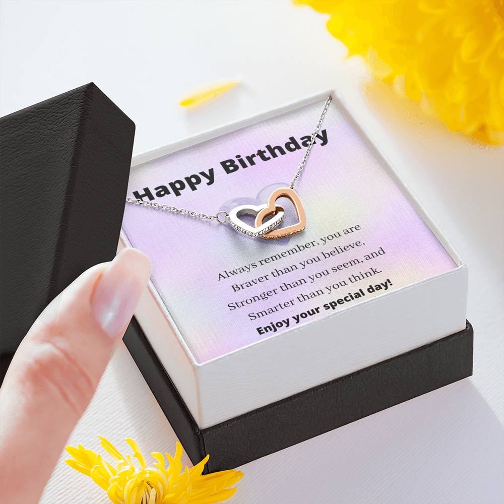 Happy Birthday - Enjoy Your special Day - Interlocking Hearts Necklace