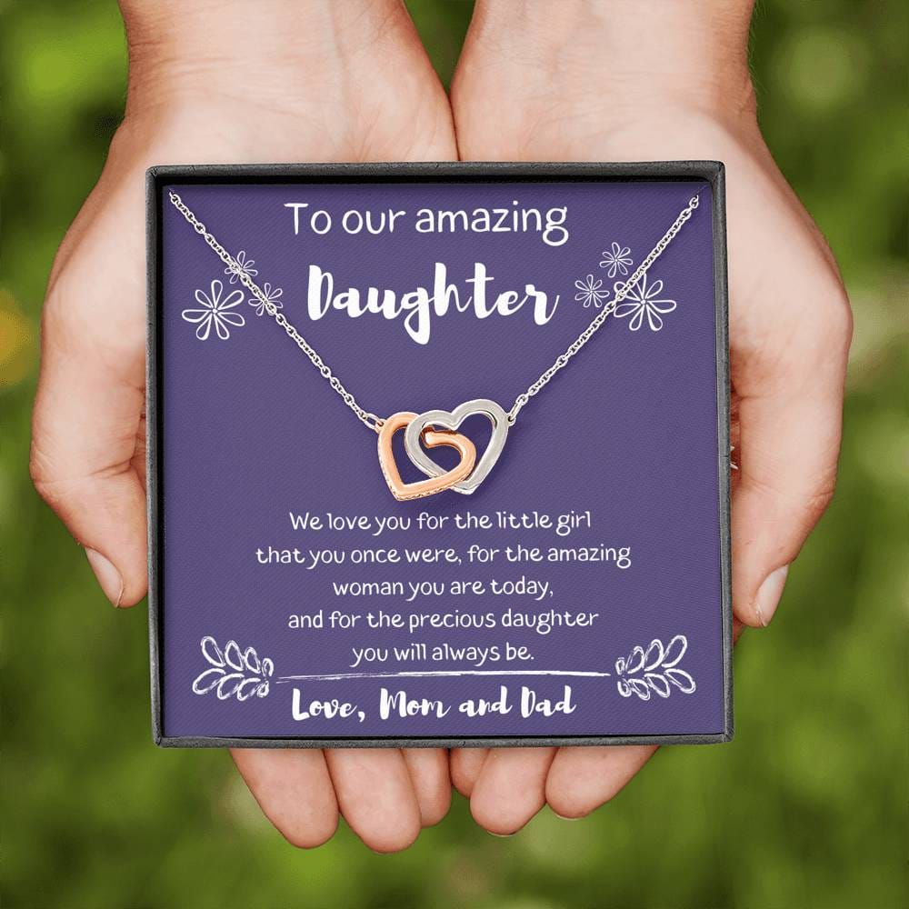 To Our Amazing Daughter - We Love You - Interlocking Hearts Necklace