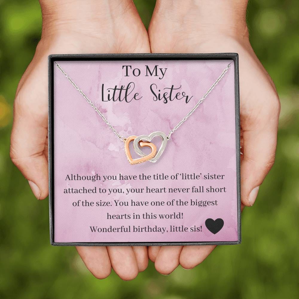 To My Little Sister - Wonderful Birthday - Interlocking Heart Necklace