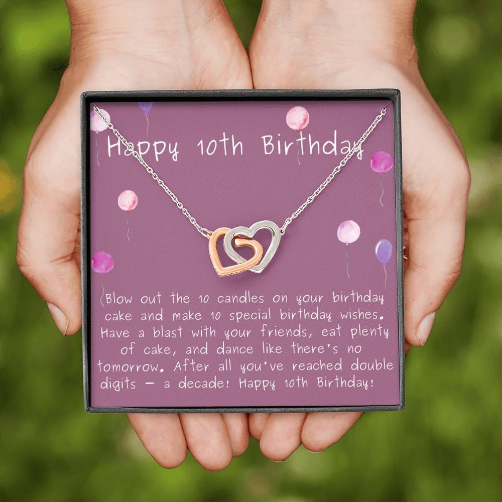 Happy 10th Birthday - Interlocking Heart - Balloons