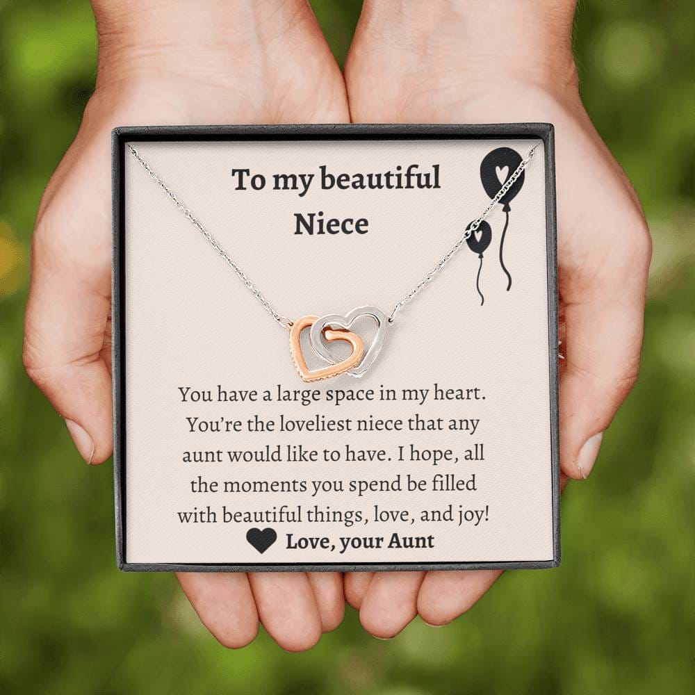 To My Beautiful Niece - Love And Joy - Interlocking Hearts Necklace