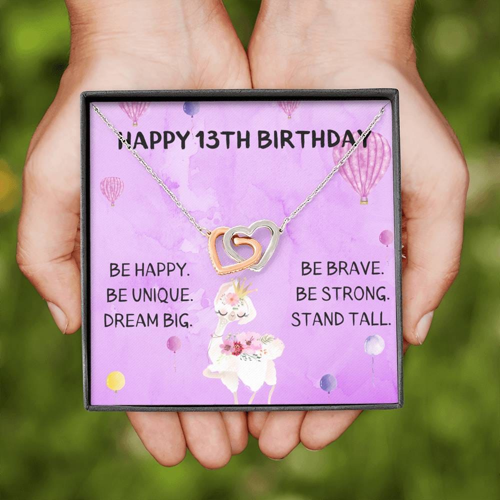 Happy 13th Birthday - Interlocking Hearts Necklace